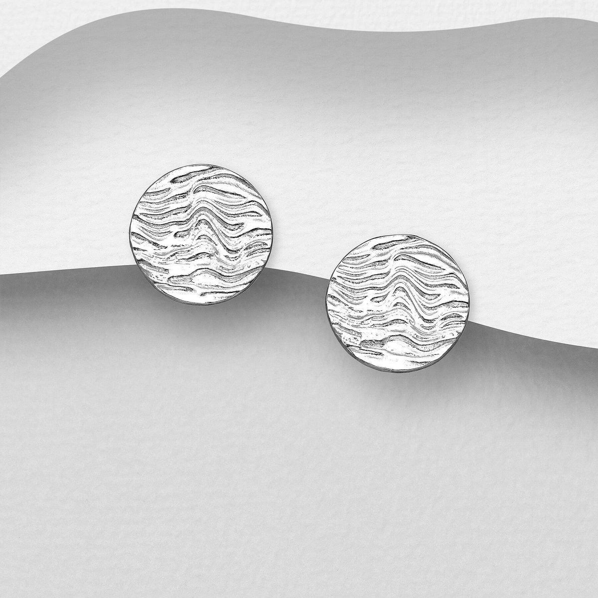 PREMIUM COLLECTION|Ina - minimalist silver buttons with a textured surface