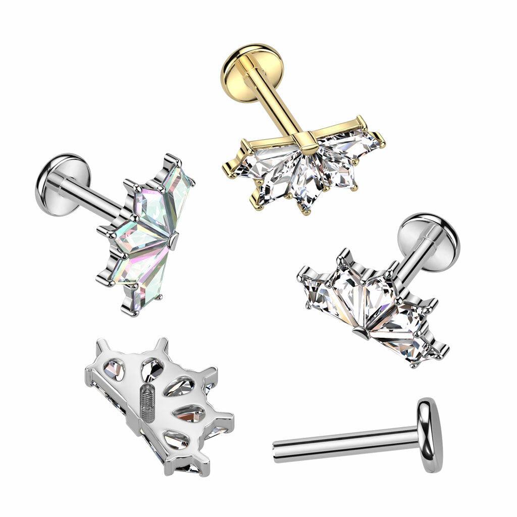 Titaani rustokoru/traguskoru, 5 CZ Fan Top -kimaltava labret (AB)