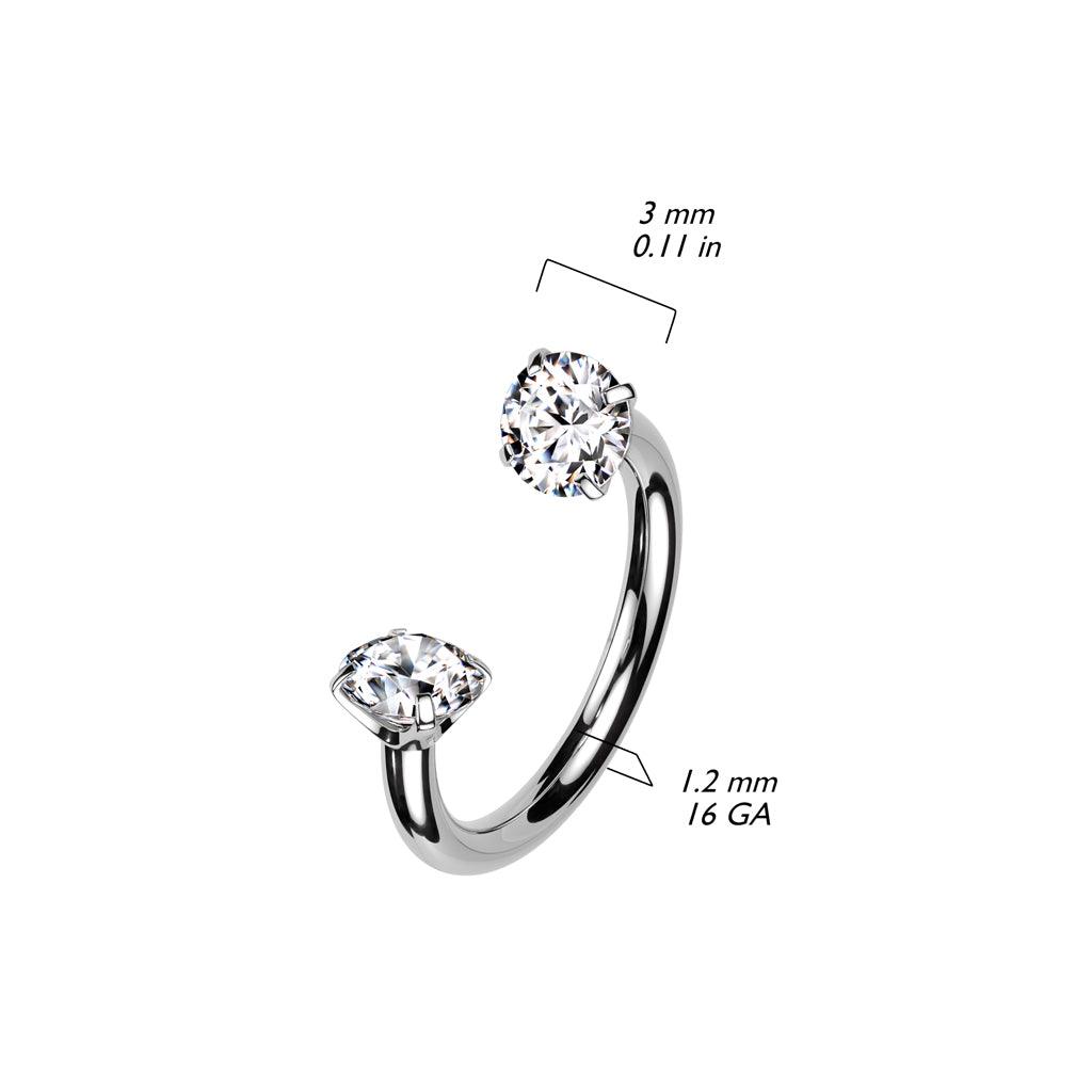 Hevosenkenkä 1,2mm, Internally Threaded Titanium Gold Horseshoe CZ