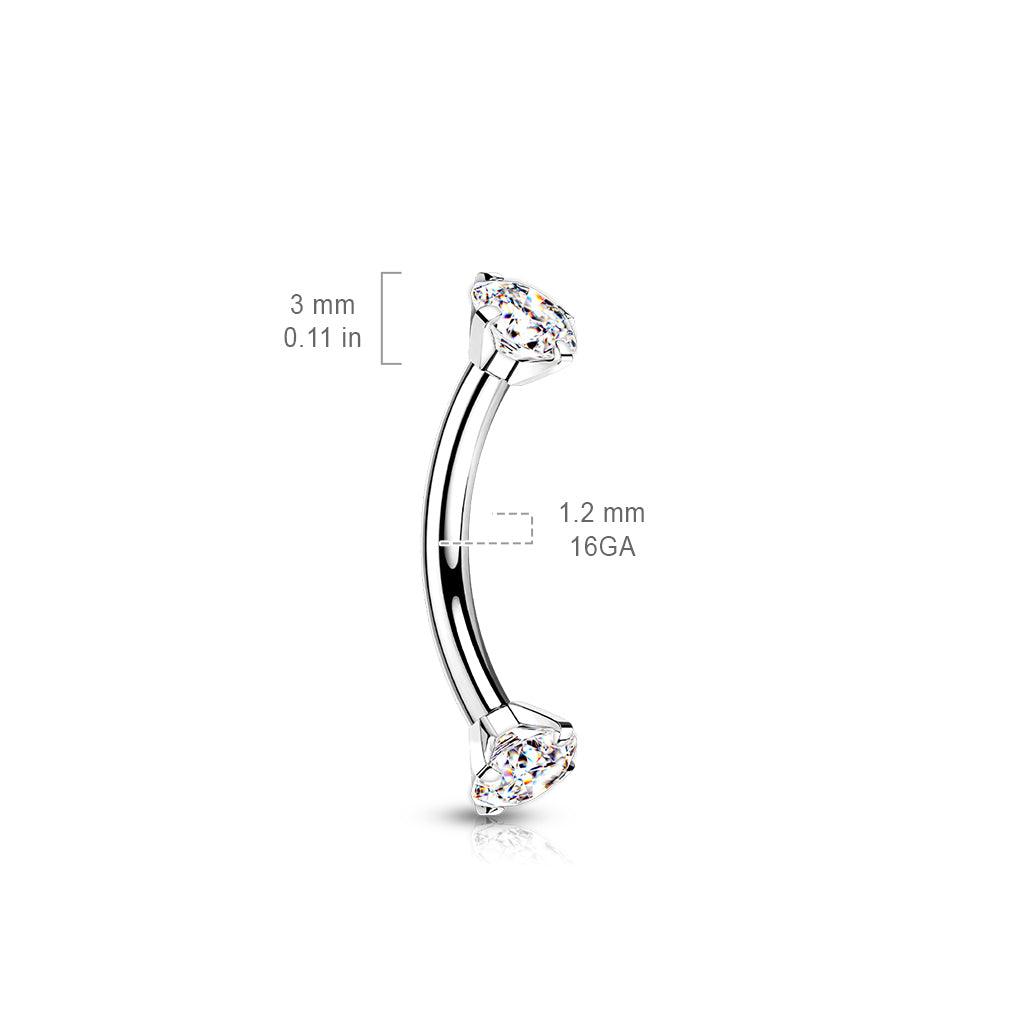 Bananabell/kaareva tappi 1,2mm -Titanium CZ Curved Barbell in Blue