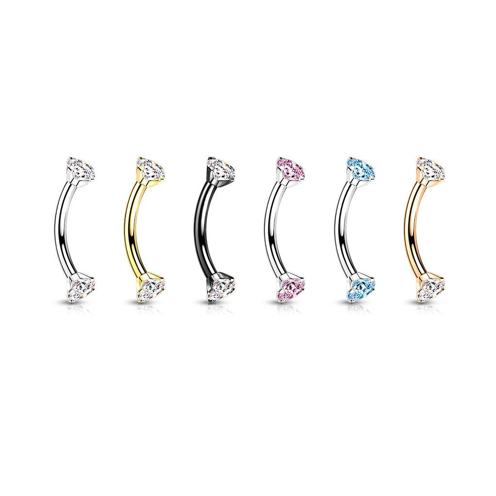 Bananabell/kaareva tappi 1,2mm -Titanium CZ Curved Barbell in Blue