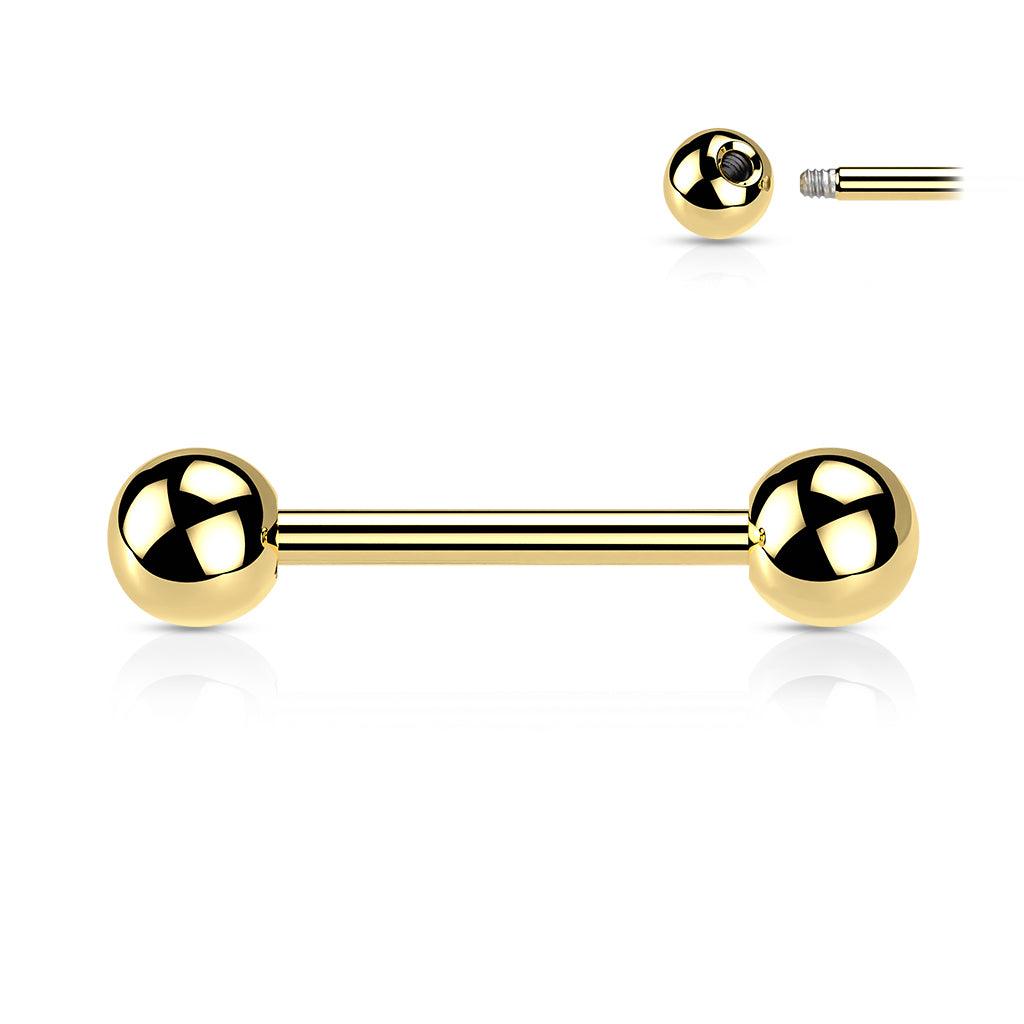 Barbell/kielikoru, Implant Grade Titanium Barbell in Gold