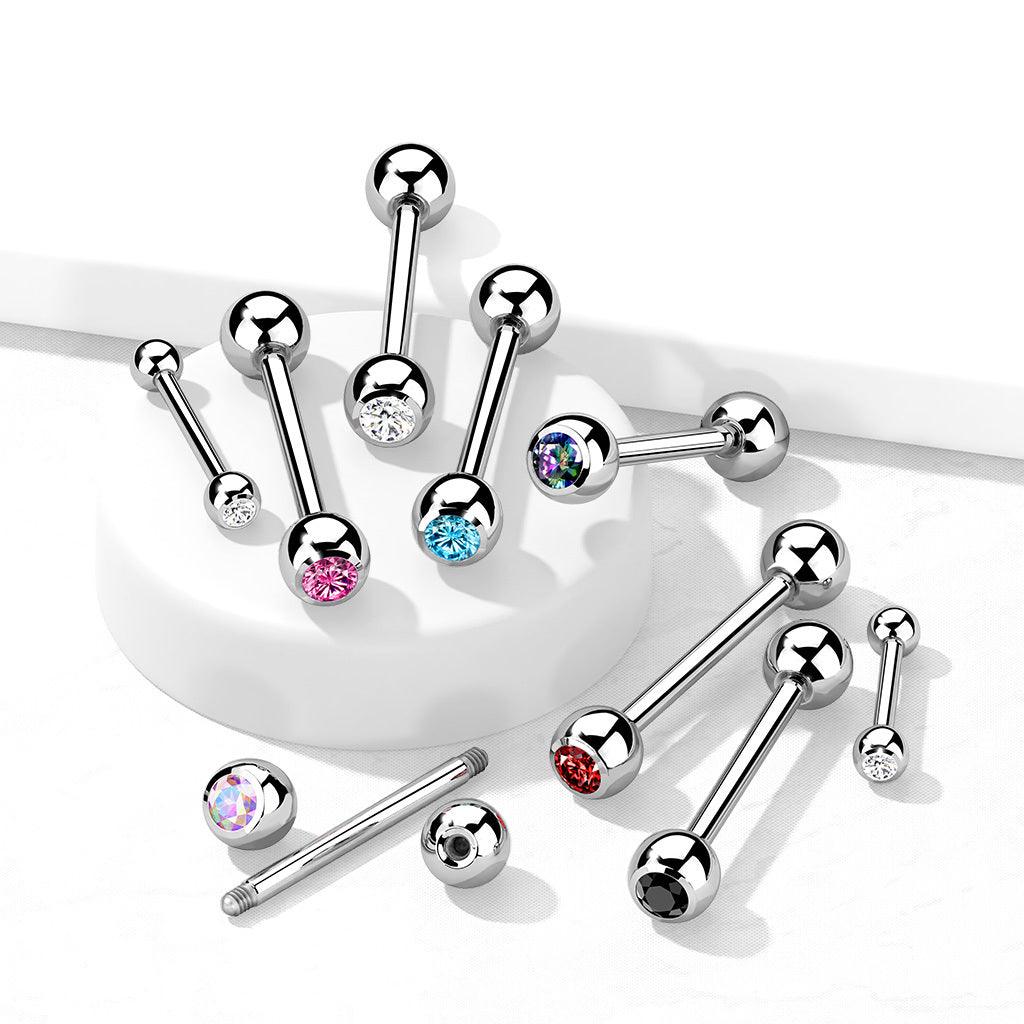 Barbell/kielikoru, Titanium Barbell With Turqoise CZ