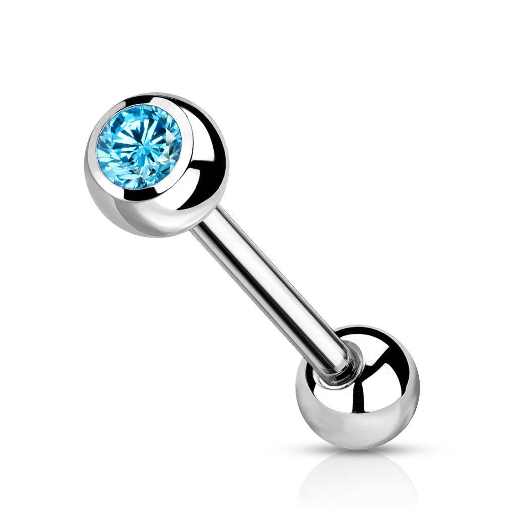 Barbell/kielikoru, Titanium Barbell With Turqoise CZ