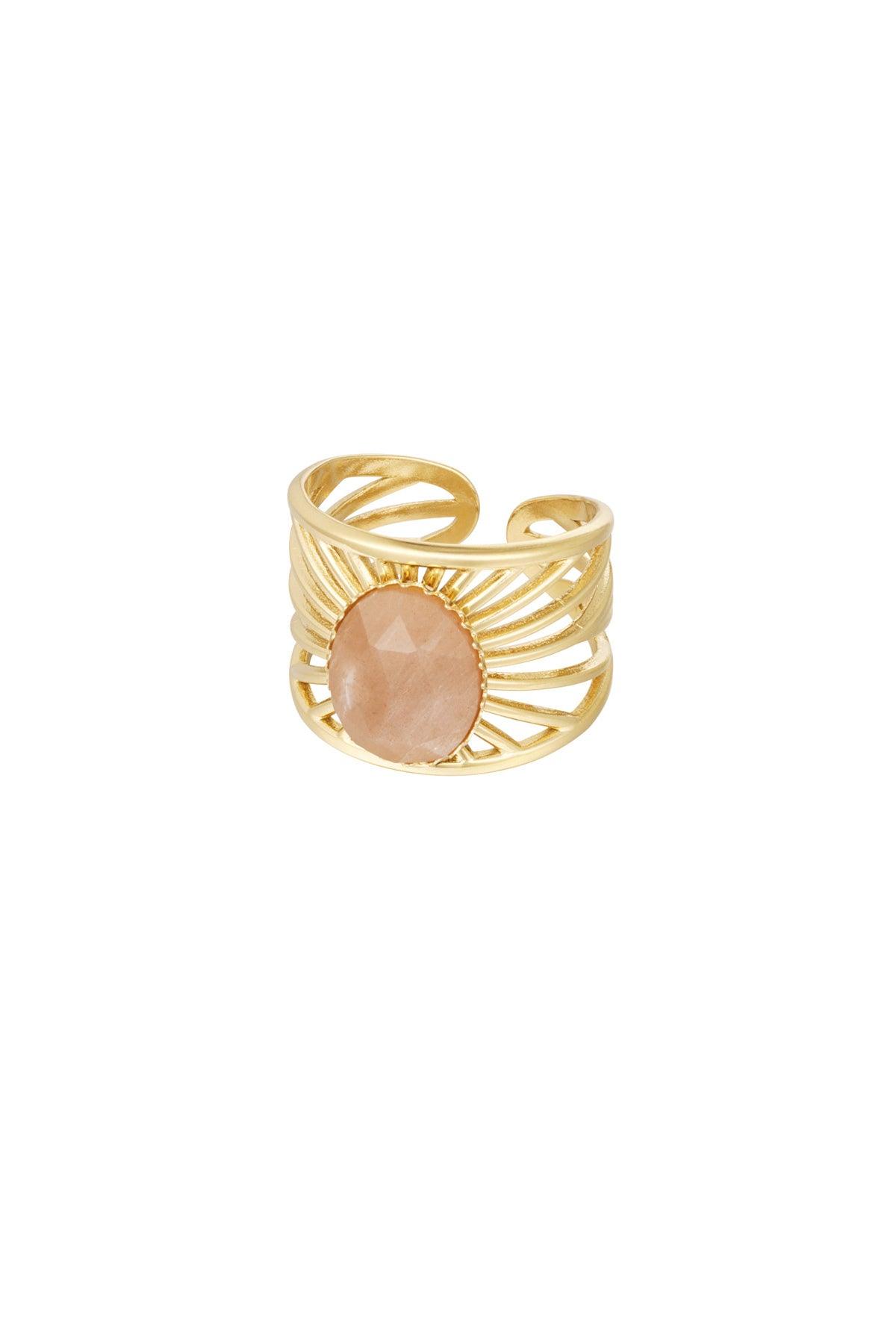 FRENCH RIVIERA | Kay Ring in Peach -kivellinen sormus kirurginterästä