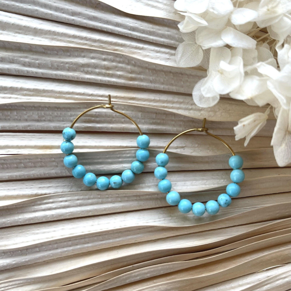 Jolie handmade natural stone rings (turquoise)