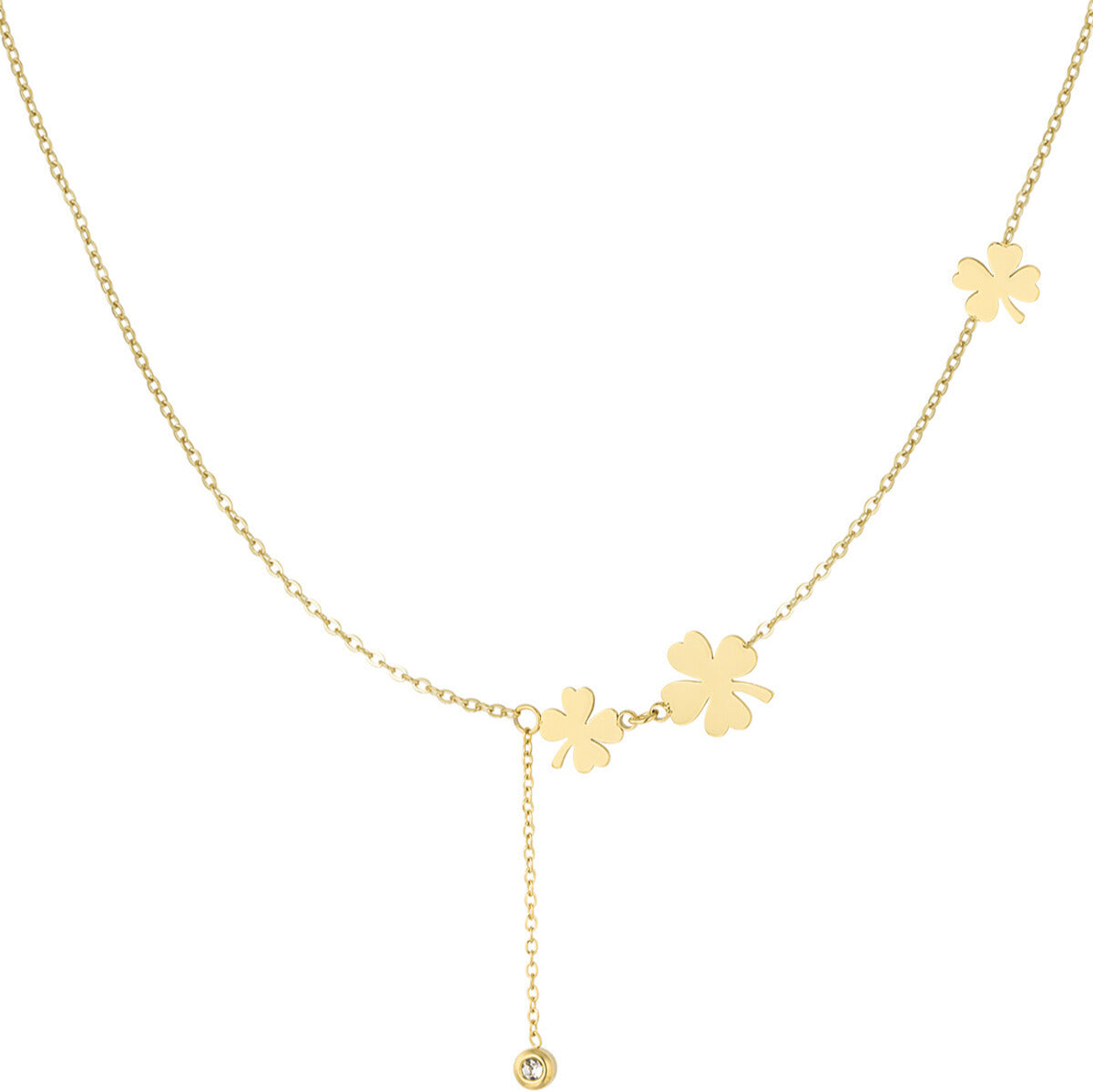 FRENCH RIVIERA | Lucky surgical steel necklace with clover decoration (gold)