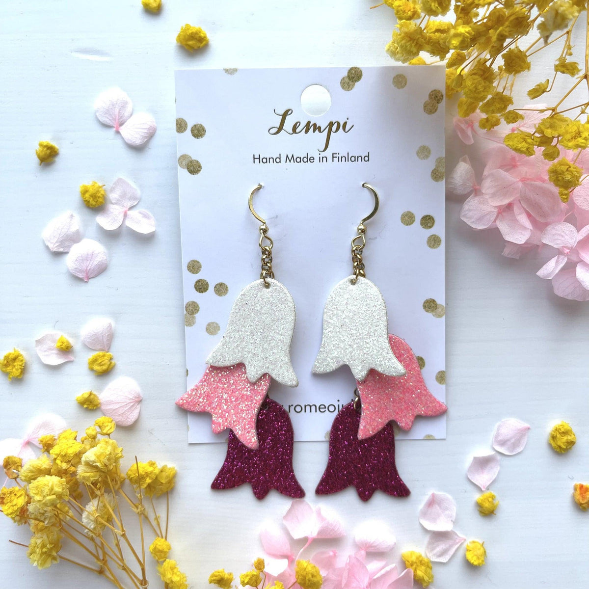 LEMPI® Earrings, Summer Meadow (white-pink-fuchsia)