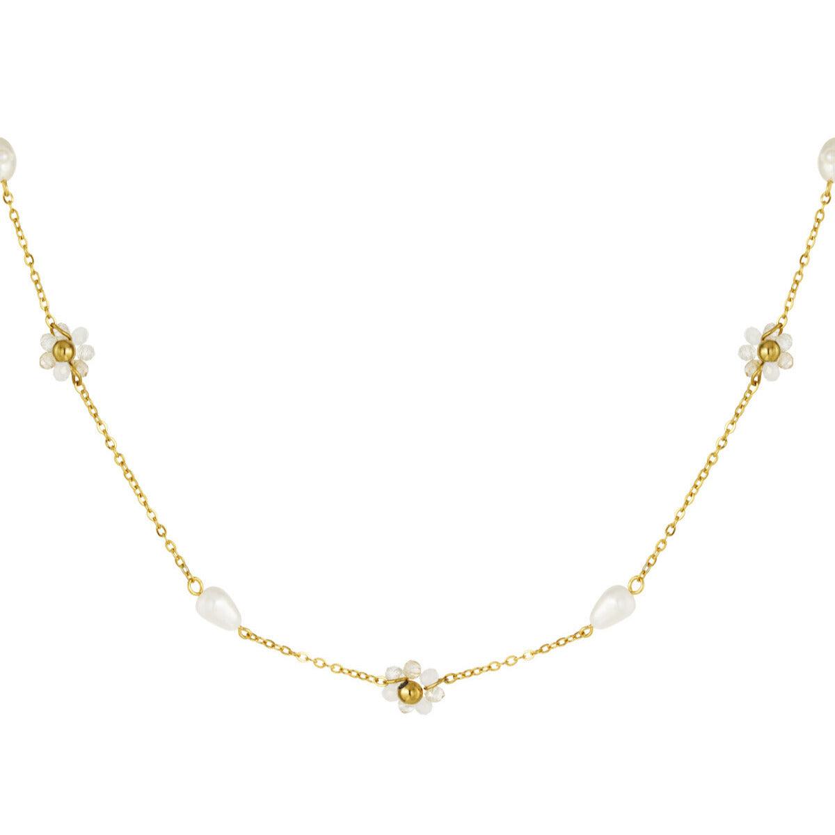 FRENCH RIVIERA | Elisa -white flower surgical steel necklace