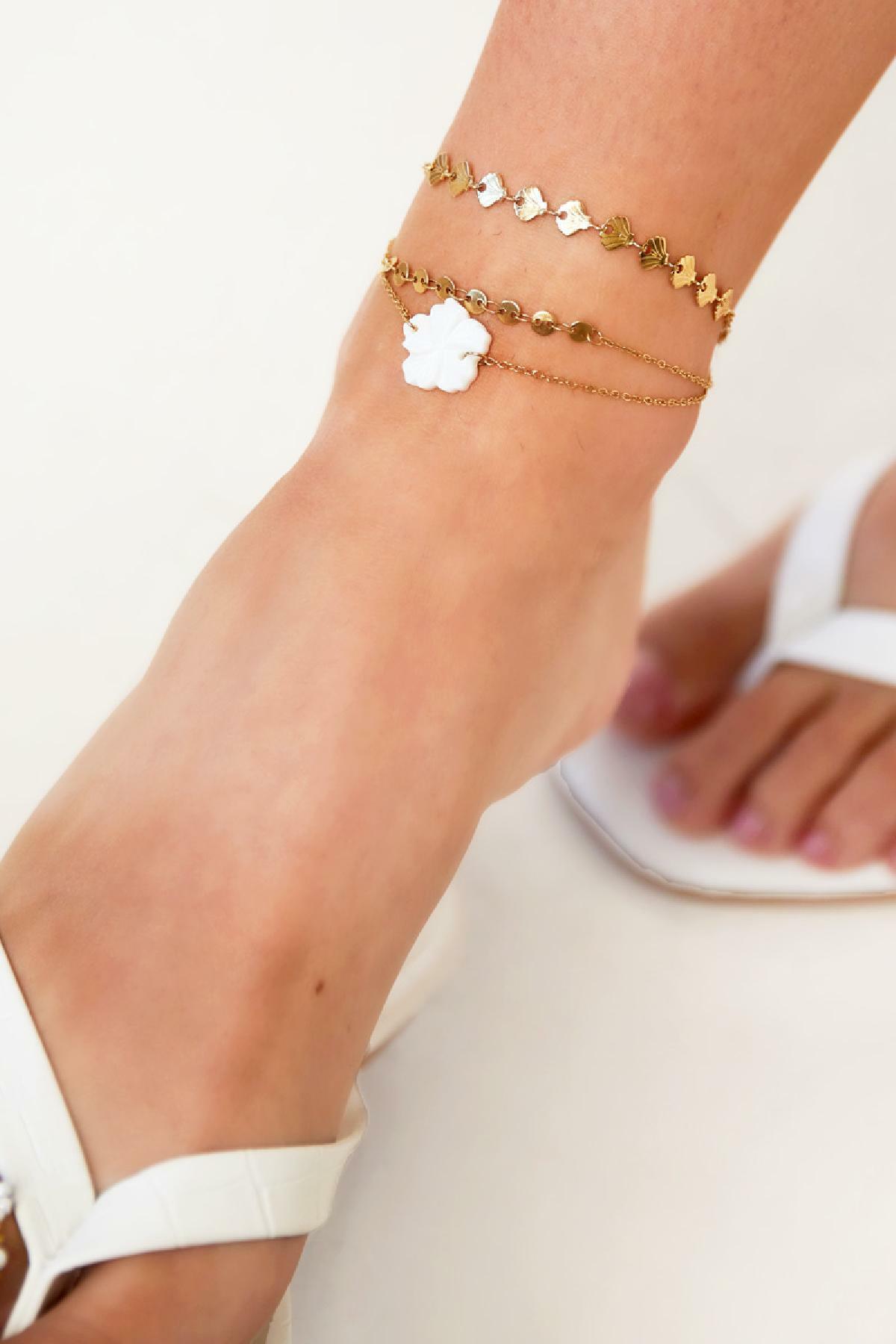FRENCH RIVIERA | Fleur surgical steel anklet with flower (gold)