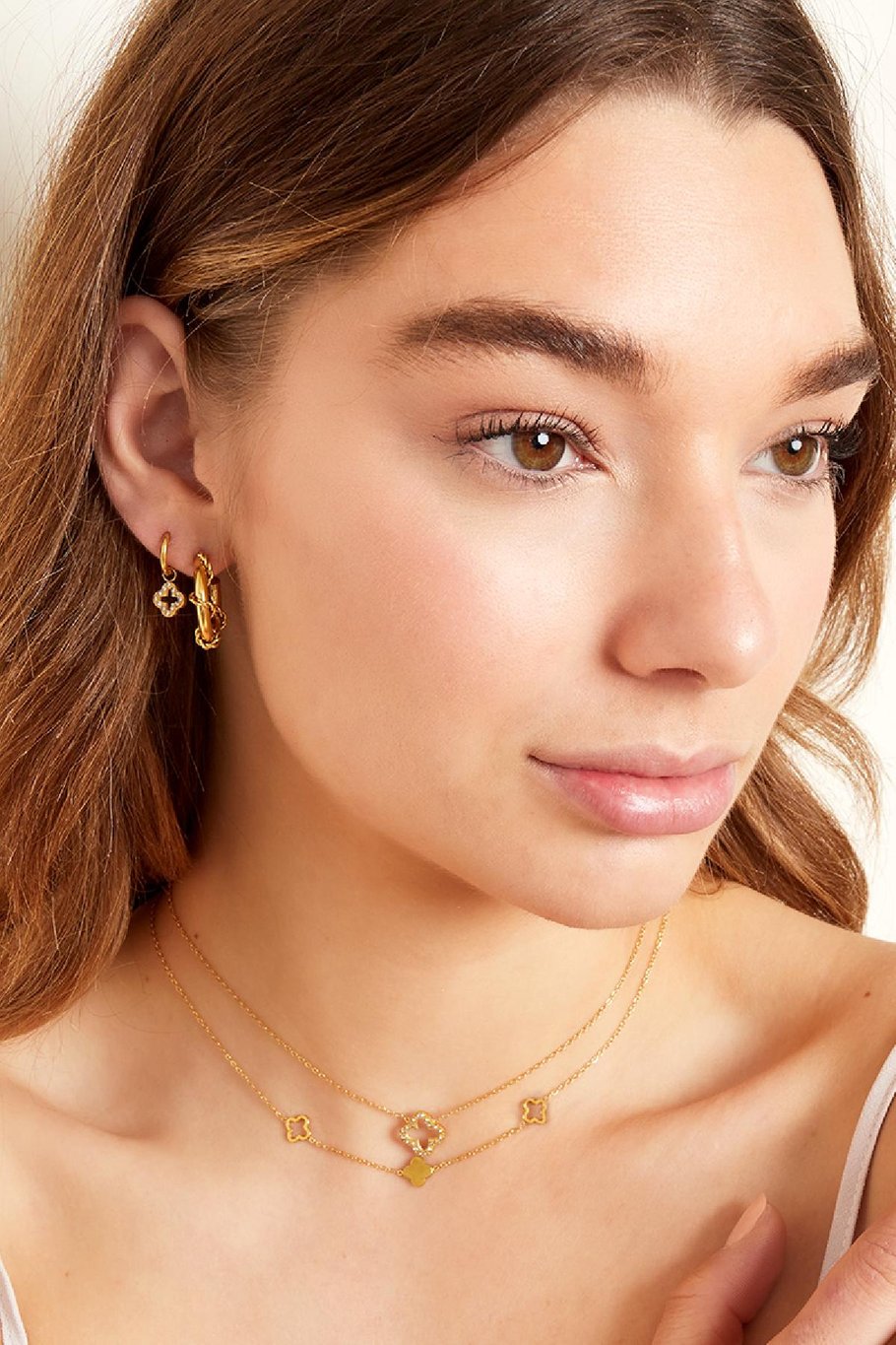 French Riviera | Fortune clover surgical steel necklace (gold)