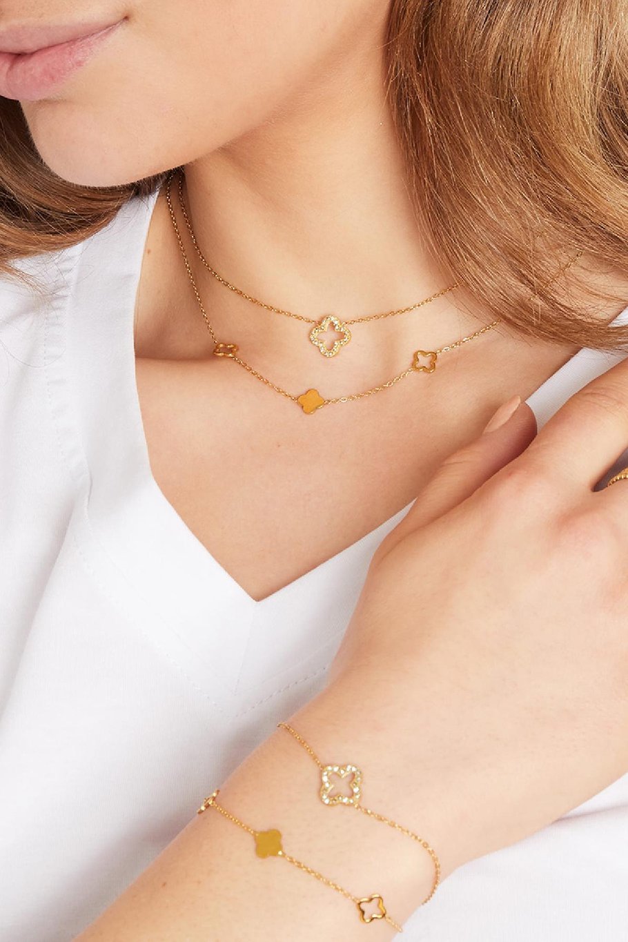 French Riviera | Fortune clover surgical steel necklace (gold)