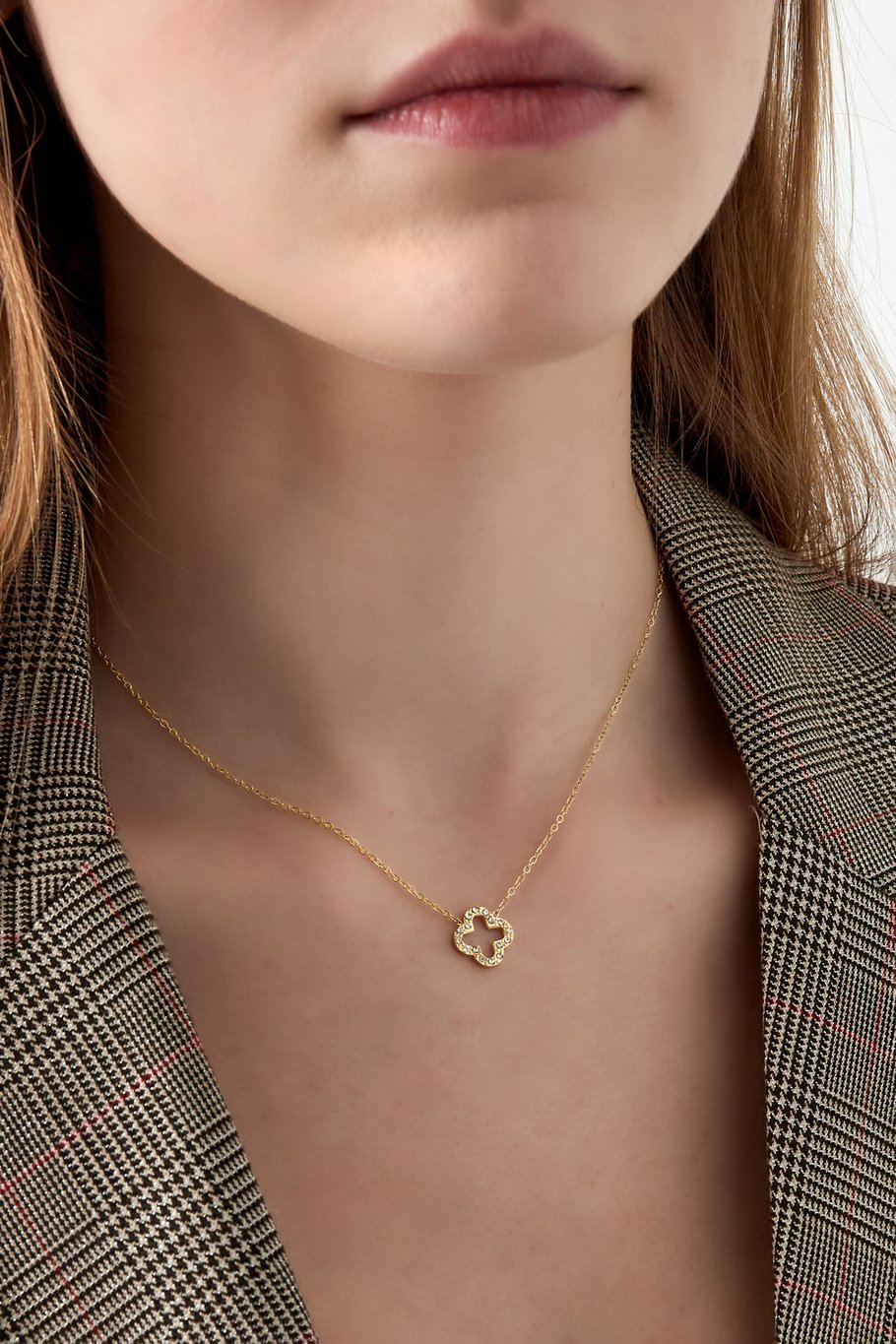 French Riviera | Fortune clover surgical steel necklace (gold)