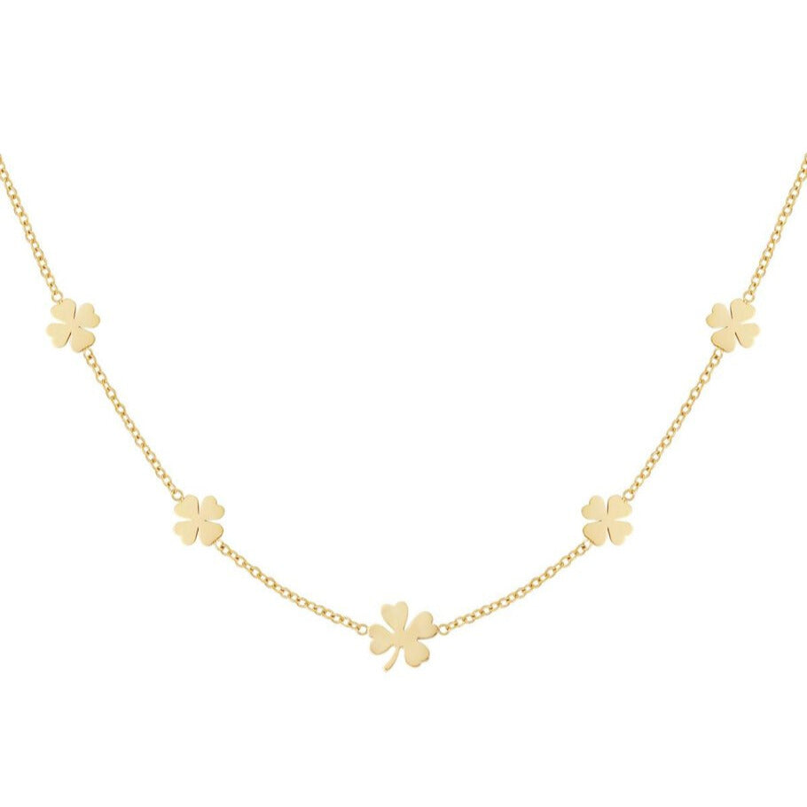 French Riviera | Félicité – lucky clover surgical steel necklace (gold)