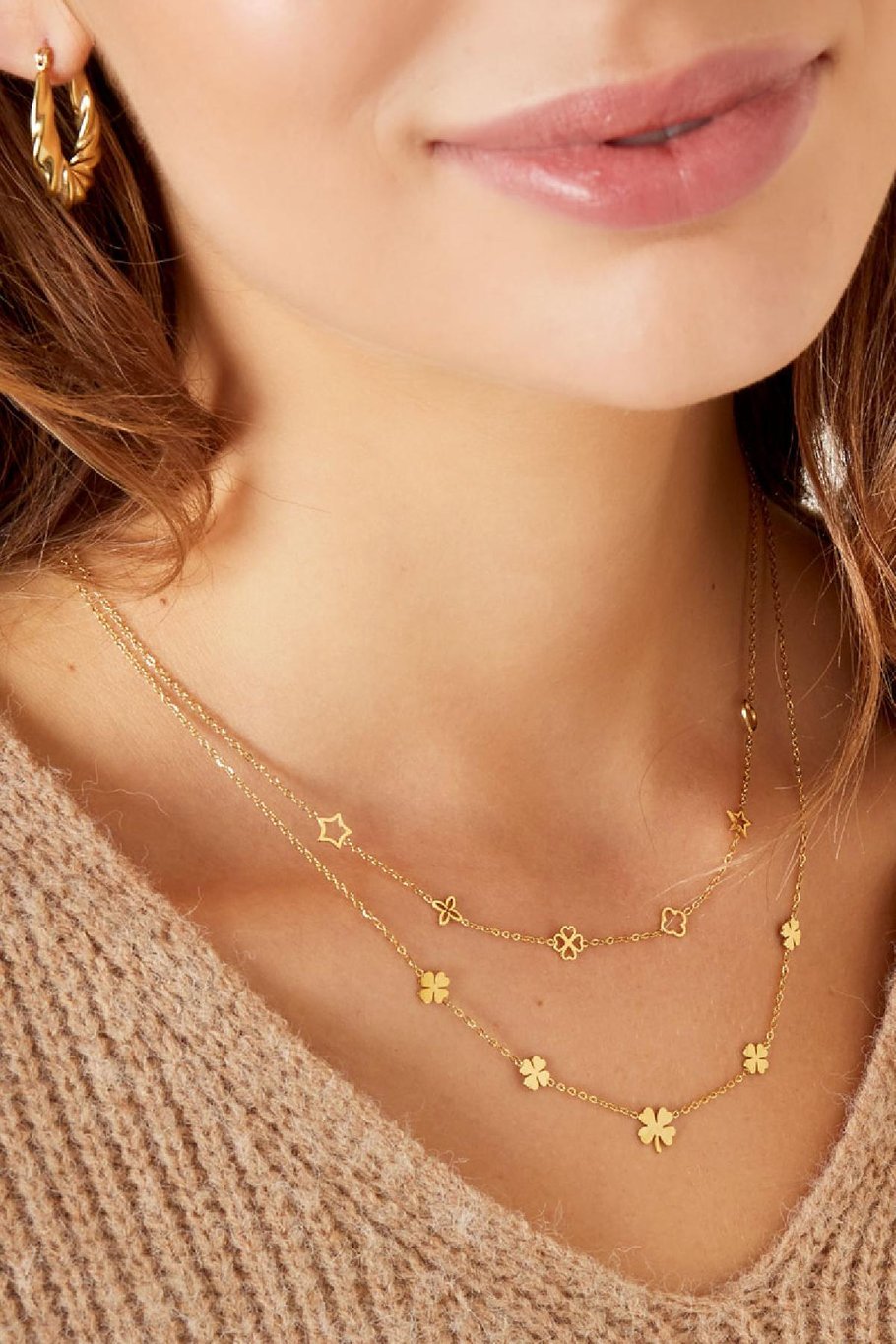 French Riviera | Félicité – lucky clover surgical steel necklace (gold)