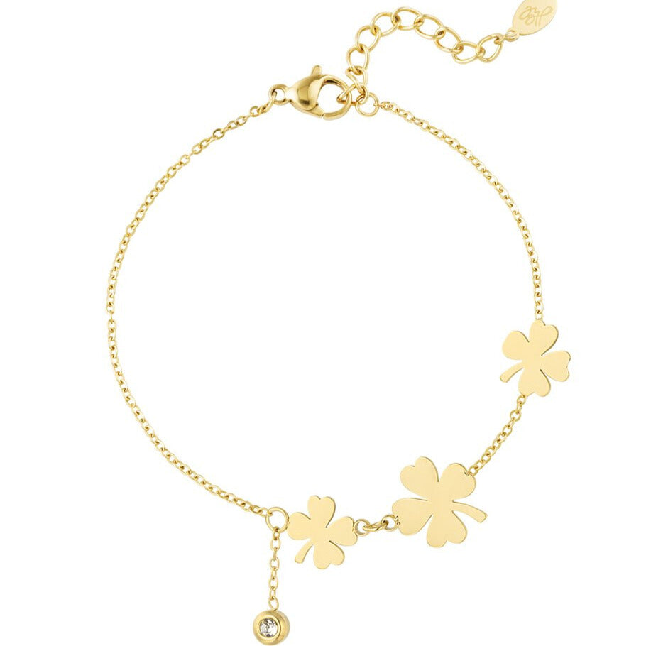 French Riviera | Lucky – lucky clover surgical steel bracelet (gold)