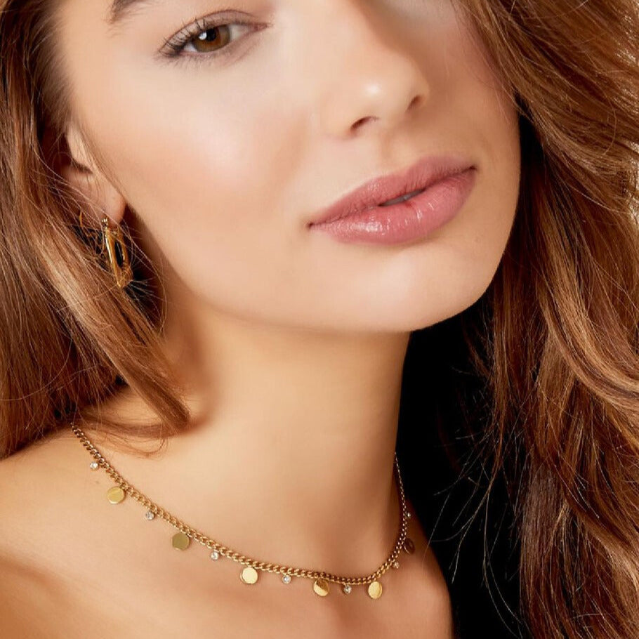 French Riviera | Luna Glow – surgical steel plate necklace (gold)