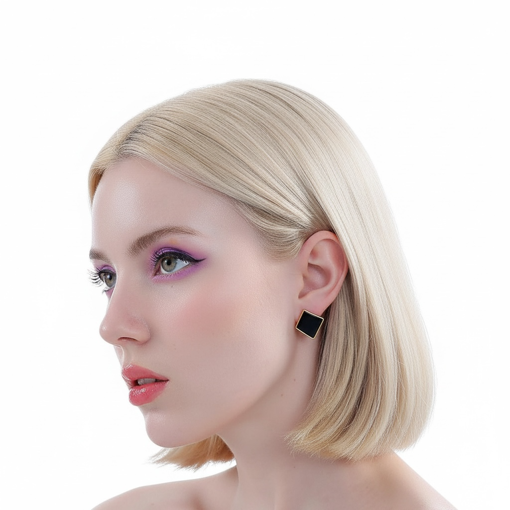 FRENCH RIVIERA|New York Earrings -black surgical steel studs