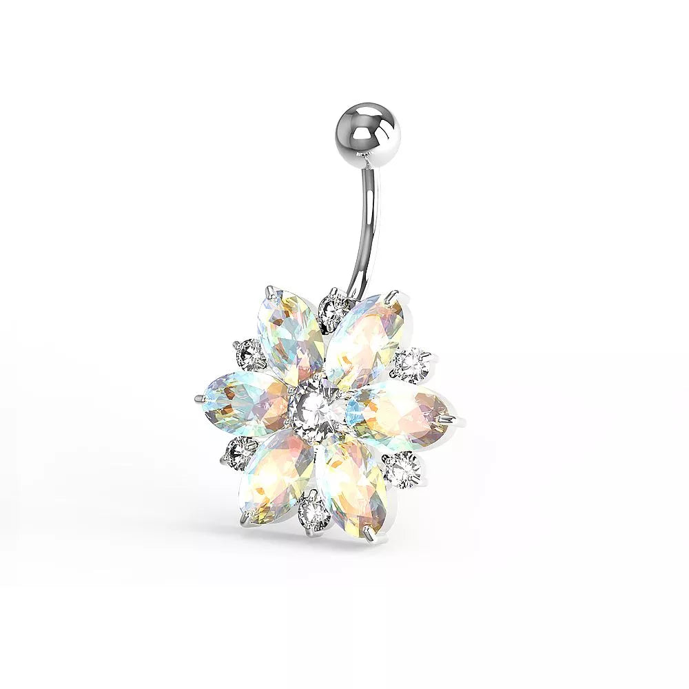 Titanium polar necklace, Florentine – aurora borealis flower ornament