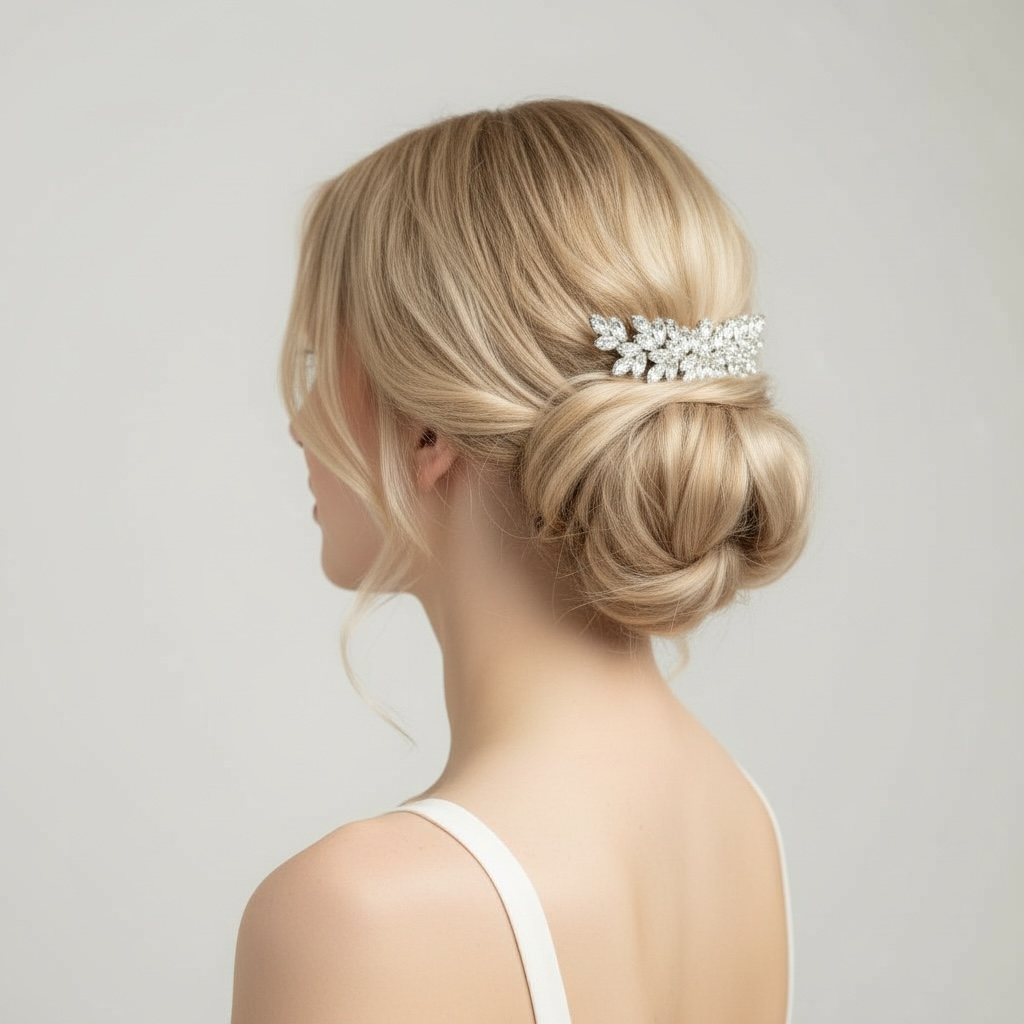 ROMANCE | Arianna silver-tone clear stone bun decoration