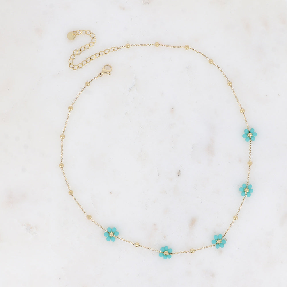 BOHM PARIS | Collier Azur Bloom Line – turkoosi kukkakaulakoru