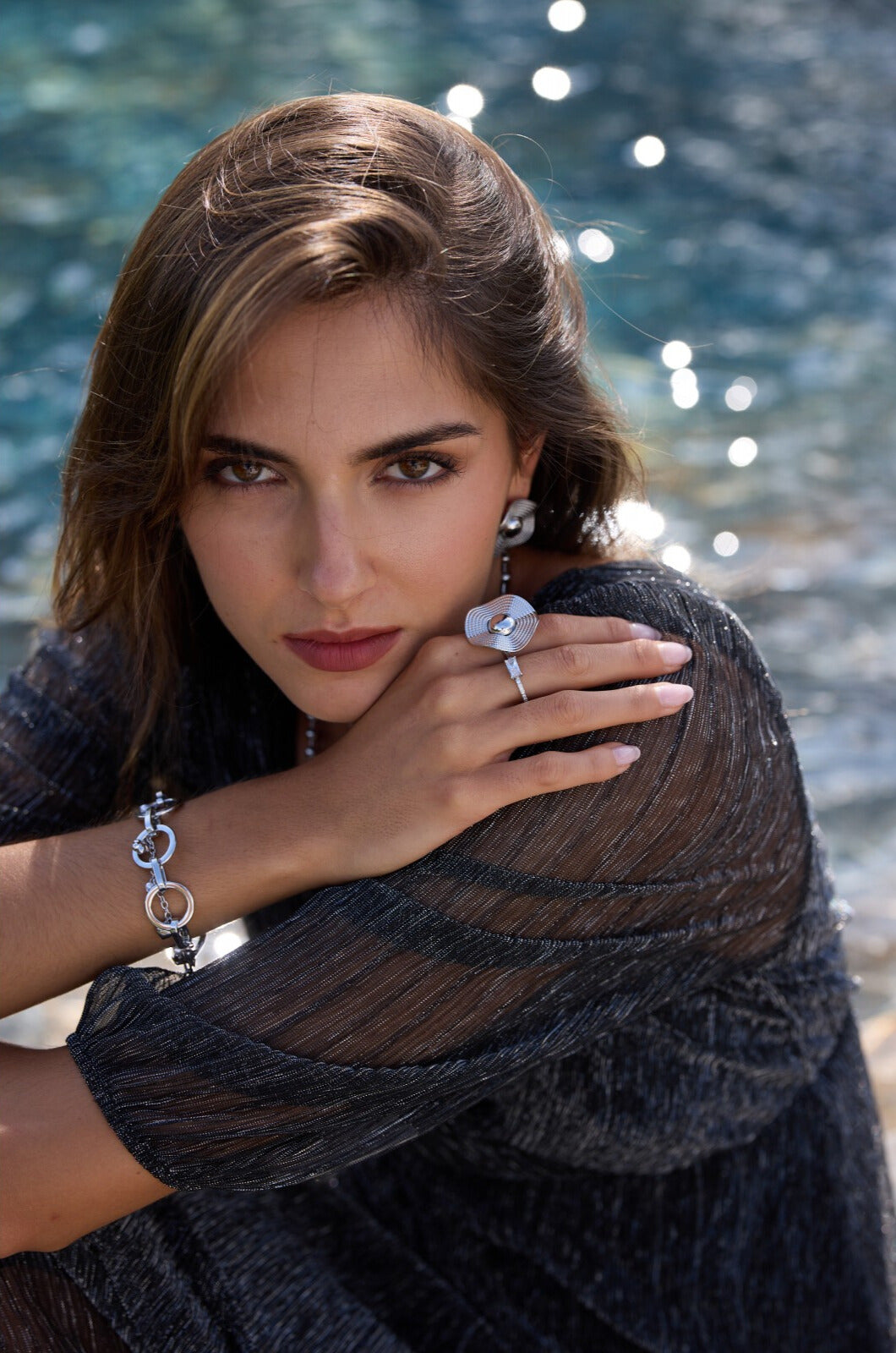 FRENCH RIVIERA | Eternity surgical steel ring with stone (silver)