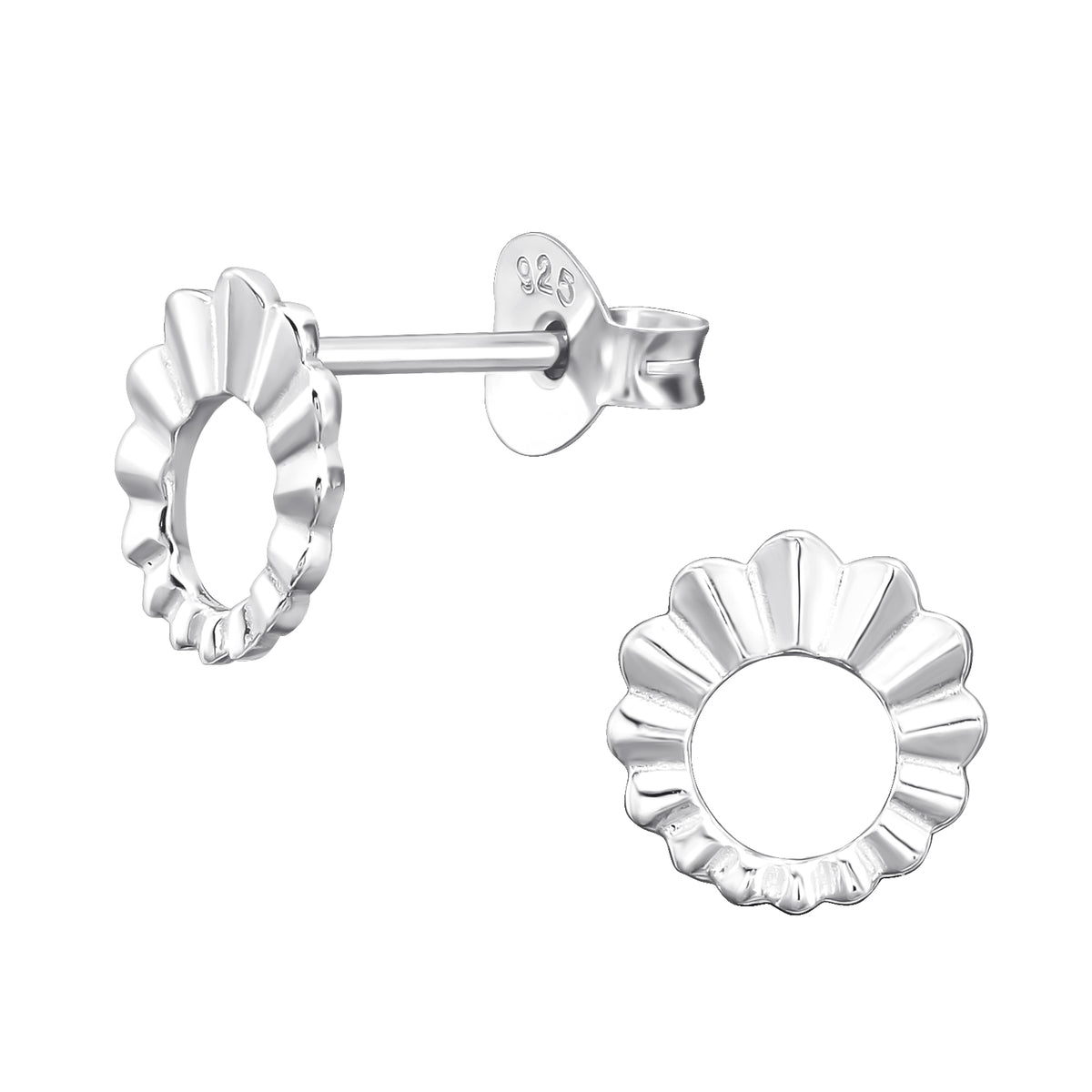 Silver studs, Helia – sun-shaped silver earrings