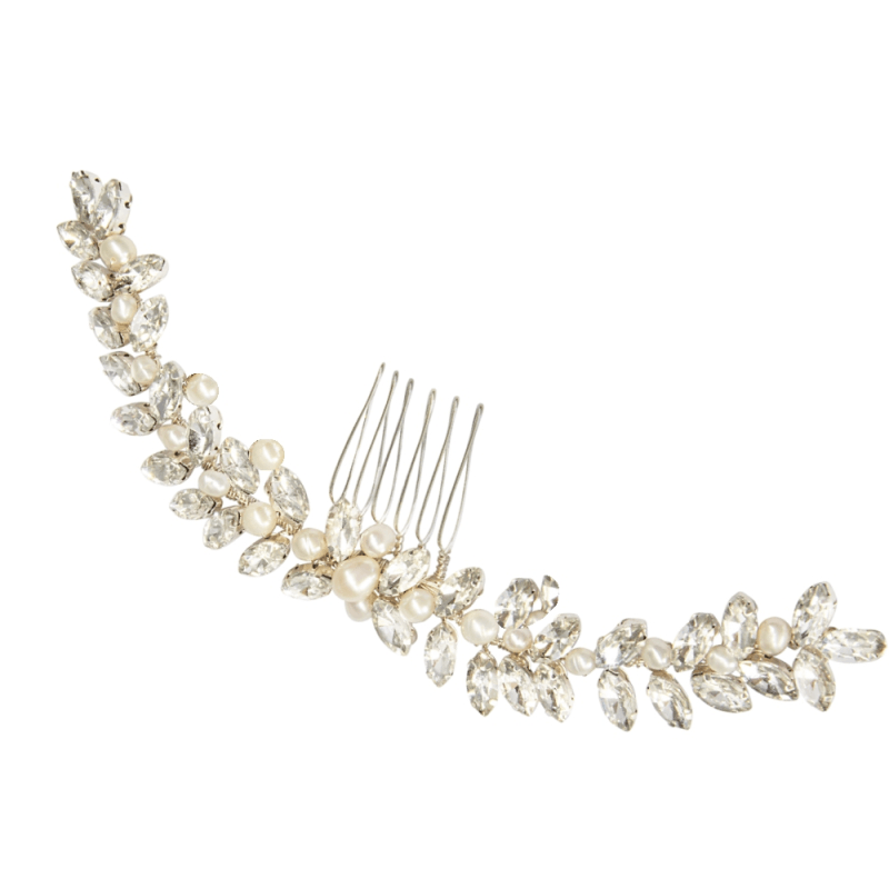 ATHENA BRIDAL | Sabine -helmikoristeinen muotoiltava hiuskoru (hopea)