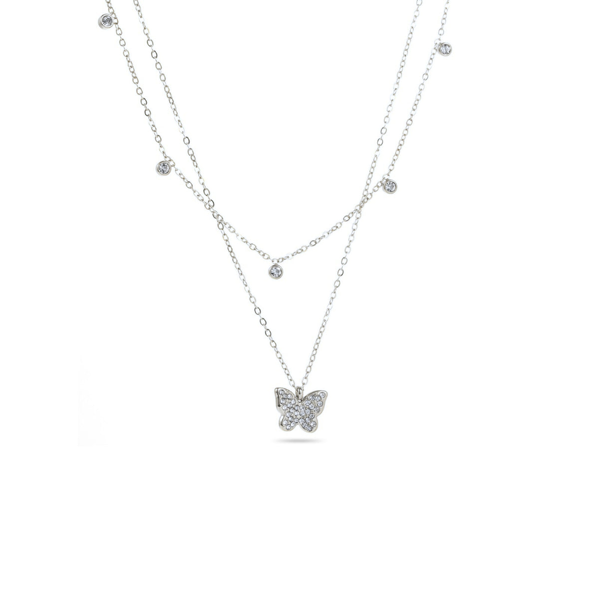 FRENCH RIVIERA | Papillonette butterfly surgical steel necklace (silver)