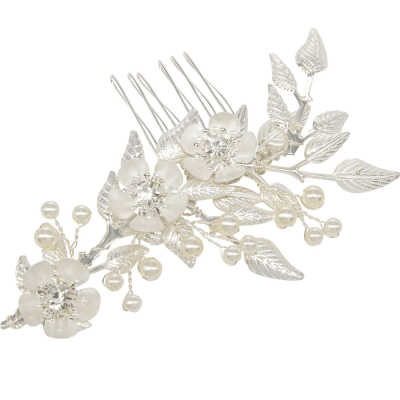 ATHENA BRIDAL | Sabine -kukkakoristeinen muotoiltava hiuskoru (hopea)
