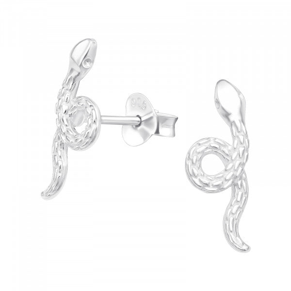 Silver studs, Naja – snake-shaped silver earrings