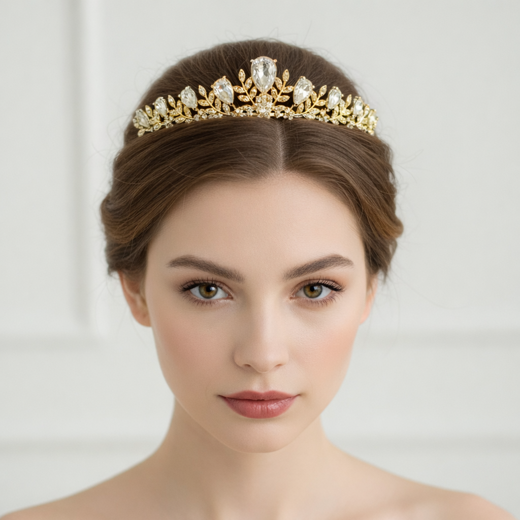 ROMANCE | Isabelle – gold-colored tiara with bright stones