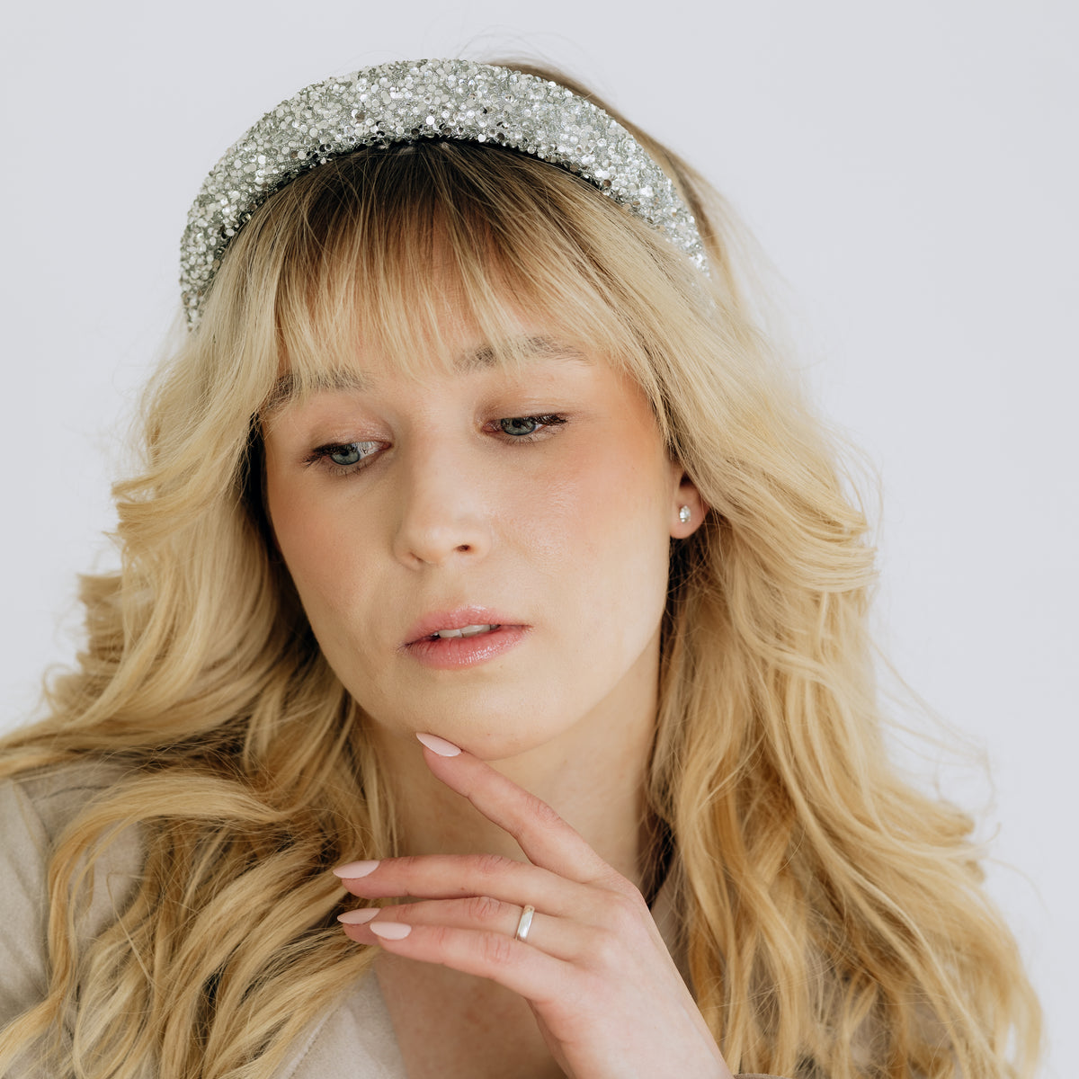 SUGAR SUGAR®, Sparkle Blush - Glitter Stuffed Headband (Silver)