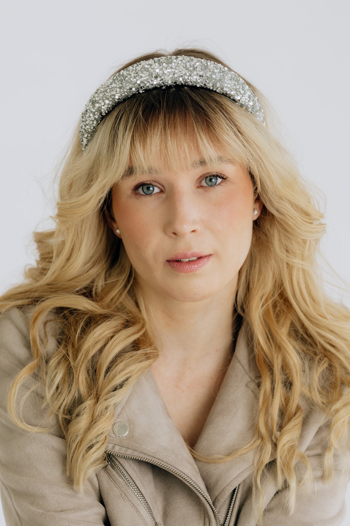 SUGAR SUGAR®, Sparkle Blush - Glitter Stuffed Headband (Silver)