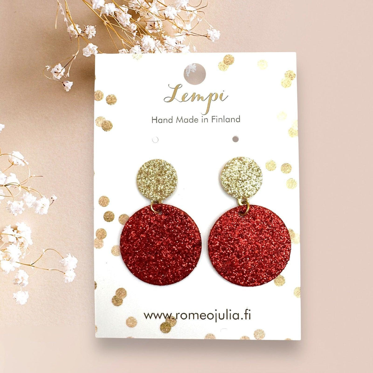 LEMPI®-korvakorut, Seela (punainen kimallus)