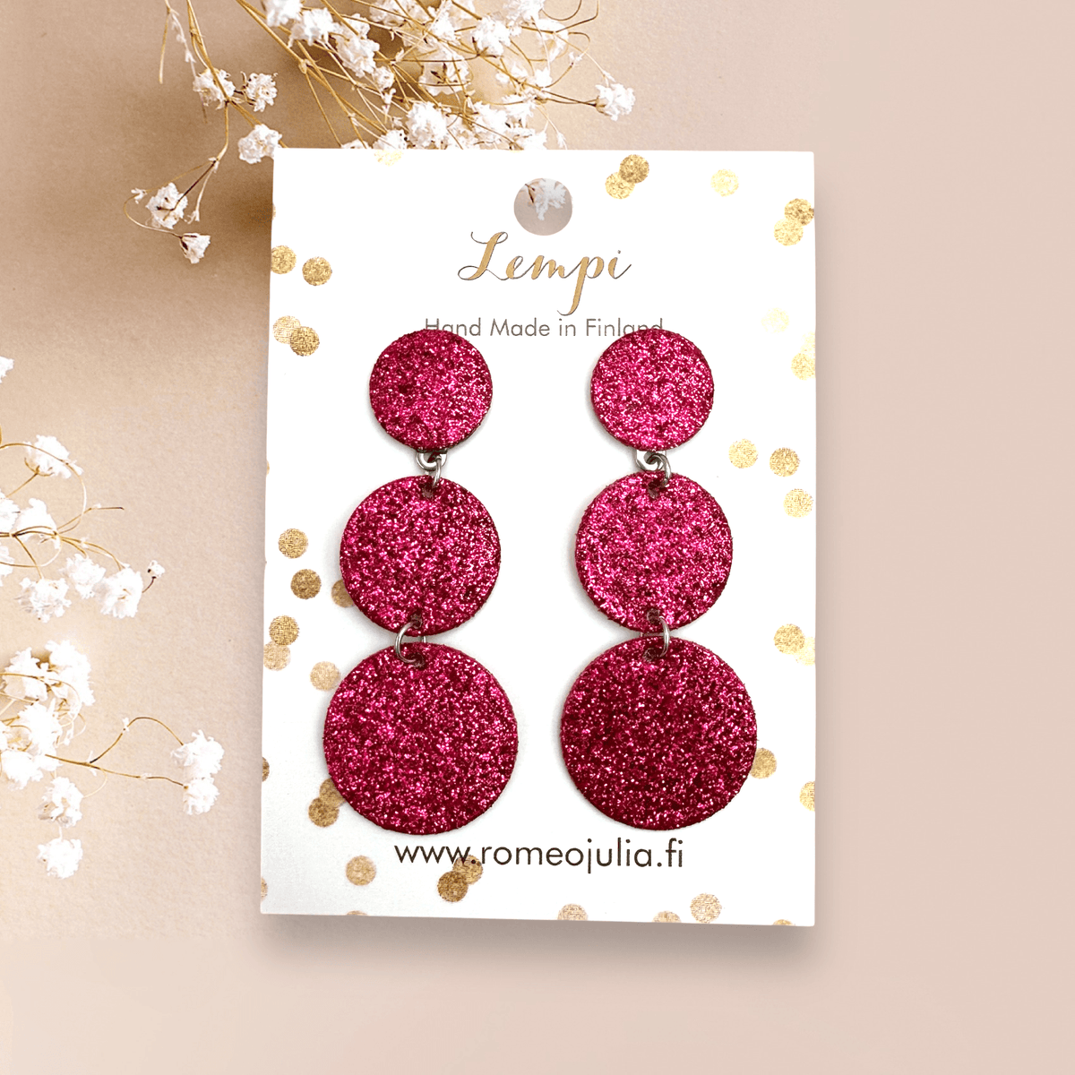 LEMPI®-korvakorut, Ilona (tummanpinkki kimallus)