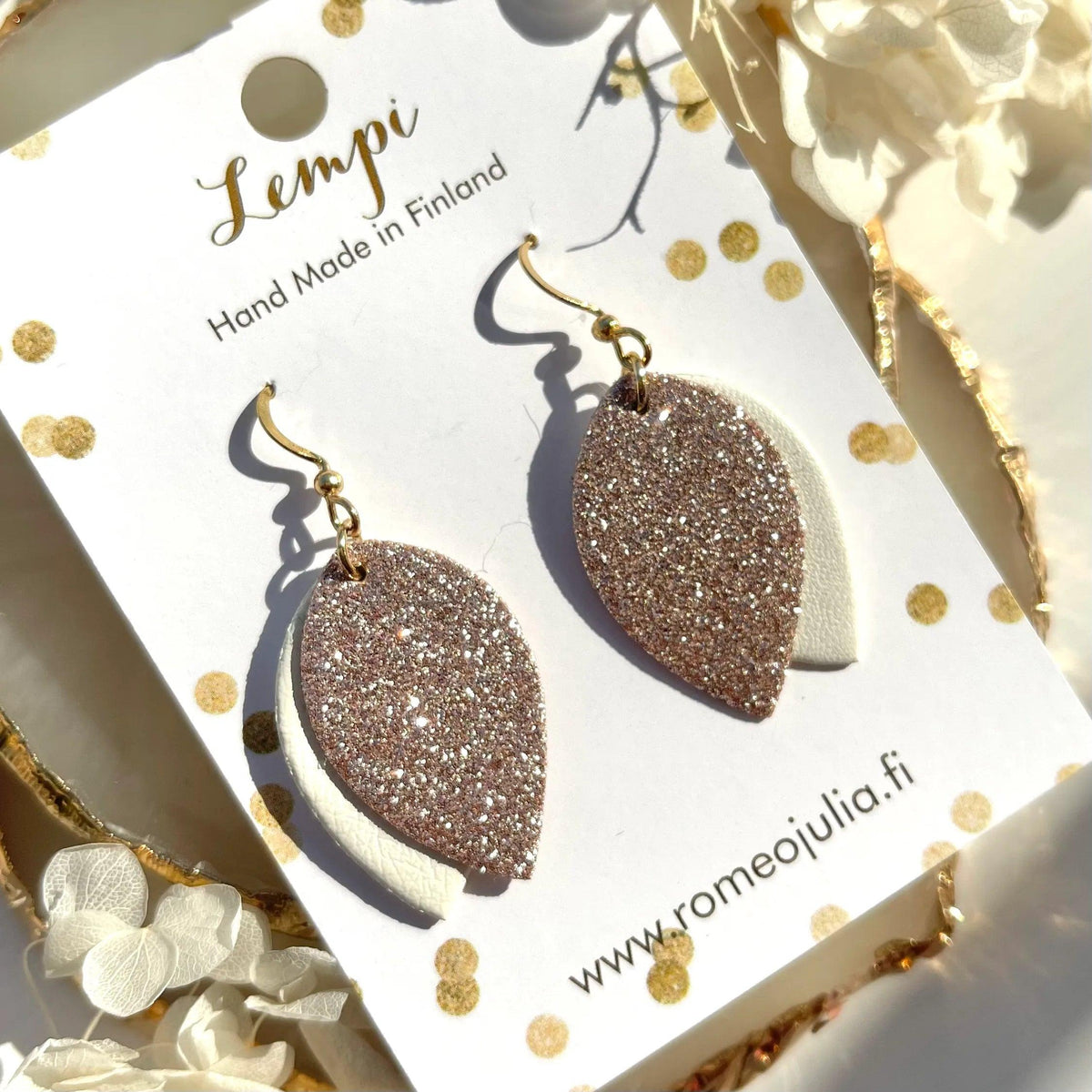 LEMPI® earrings, Bud (white-rose gold)