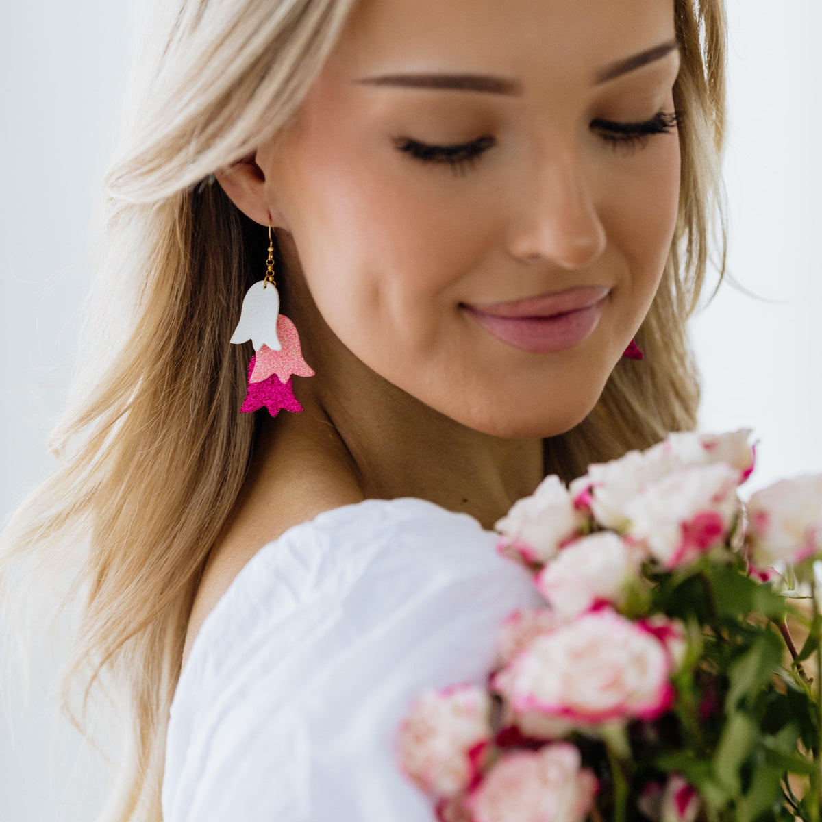 LEMPI® Earrings, Summer Meadow (white-pink-fuchsia)