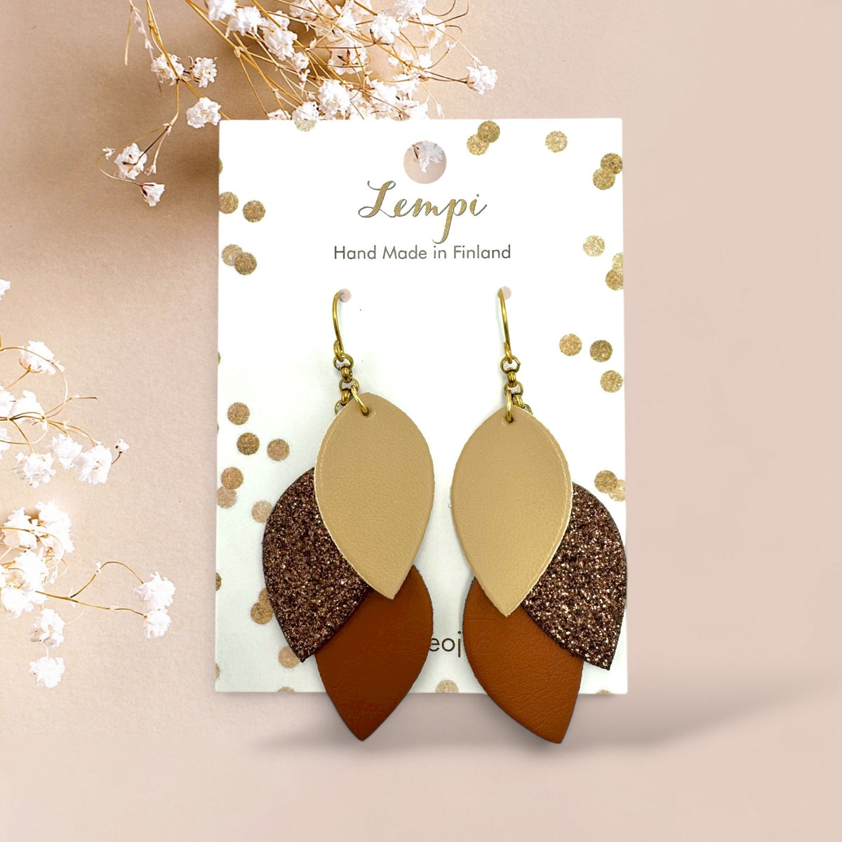 LEMPI® earrings, Little Grain (chocolate heart)