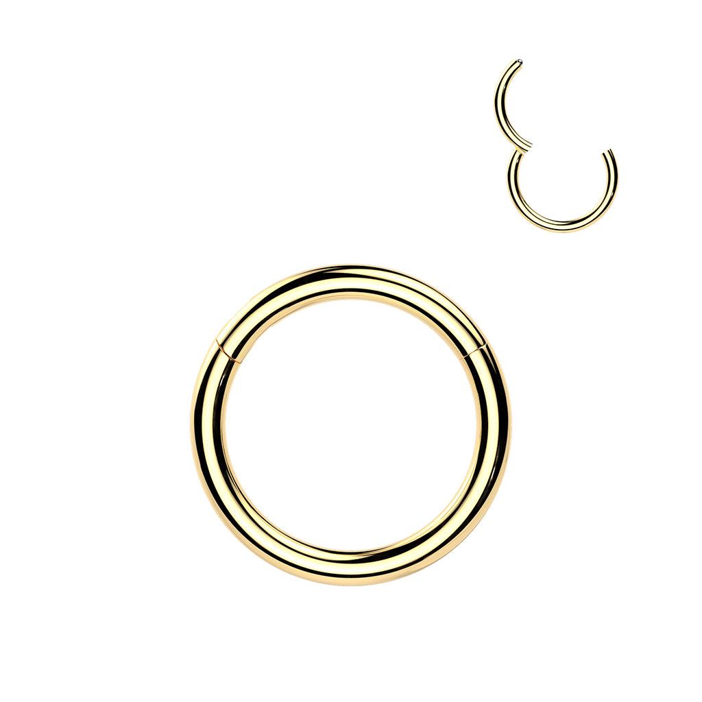 24K kullattu Velary titaaninen clicker-lävistysrengas 1,2 mm sileällä pinnalla