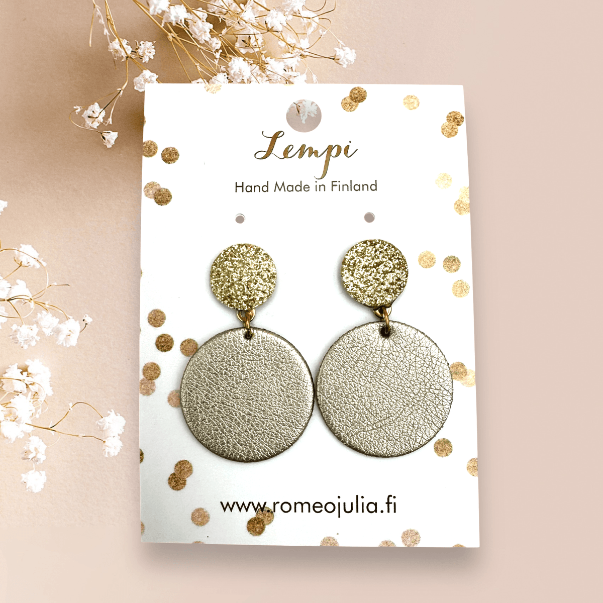 LEMPI®-korvakorut, Seela (beige / kulta kimallus)