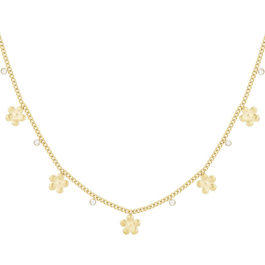 FRENCH RIVIERA | Bloom Necklace - flower-adorned surgical steel necklace (gold)