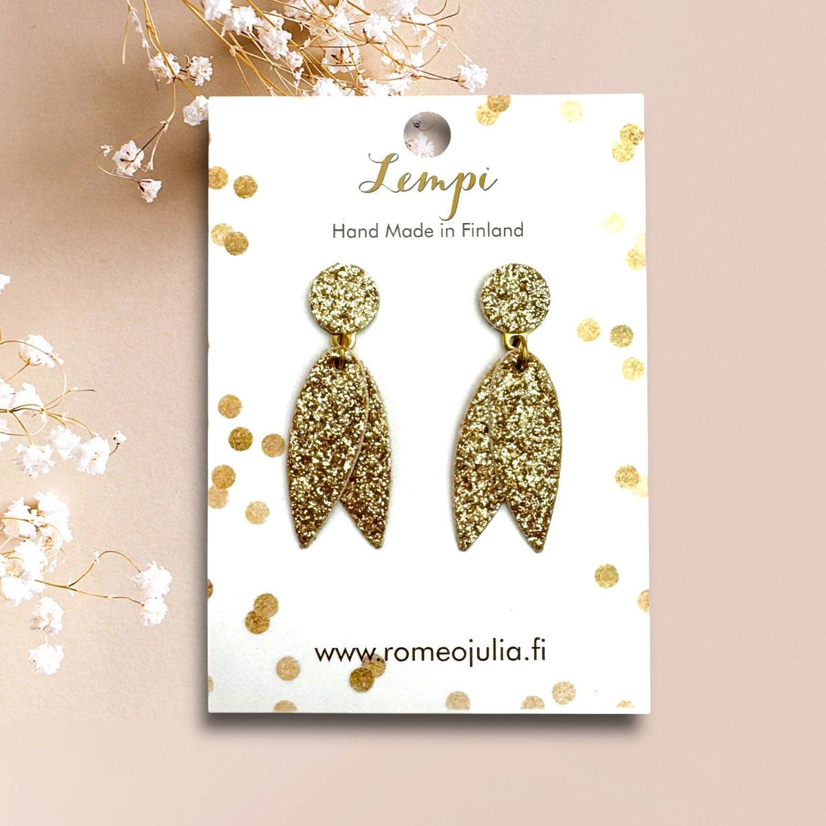 LEMPI® earrings, Asta (golden glitter)