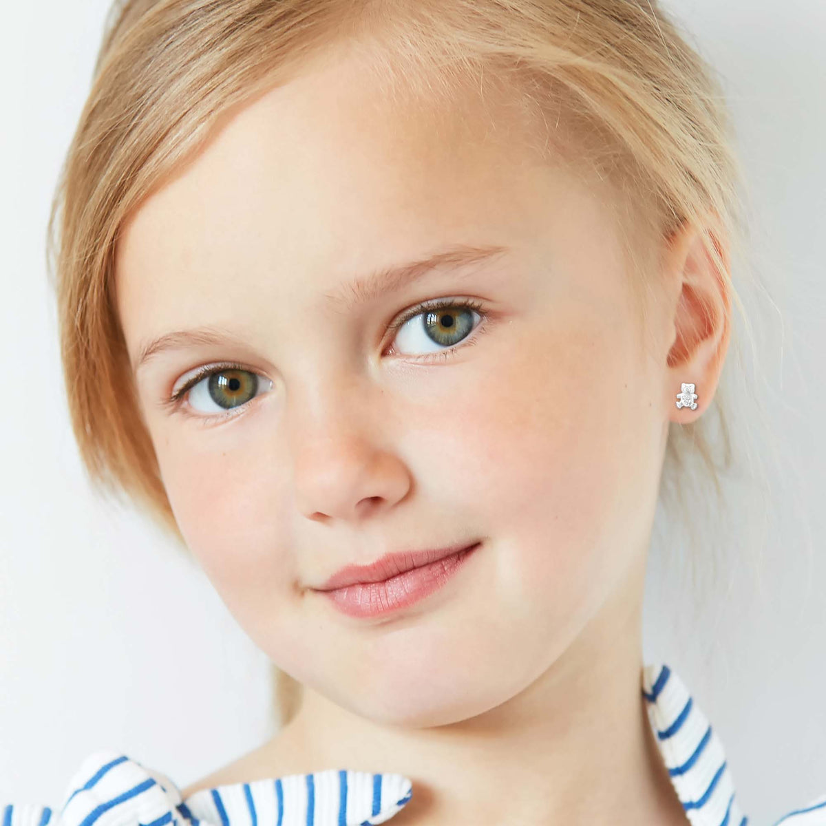Children's premium silver studs, Teddy glittering teddy bear earrings