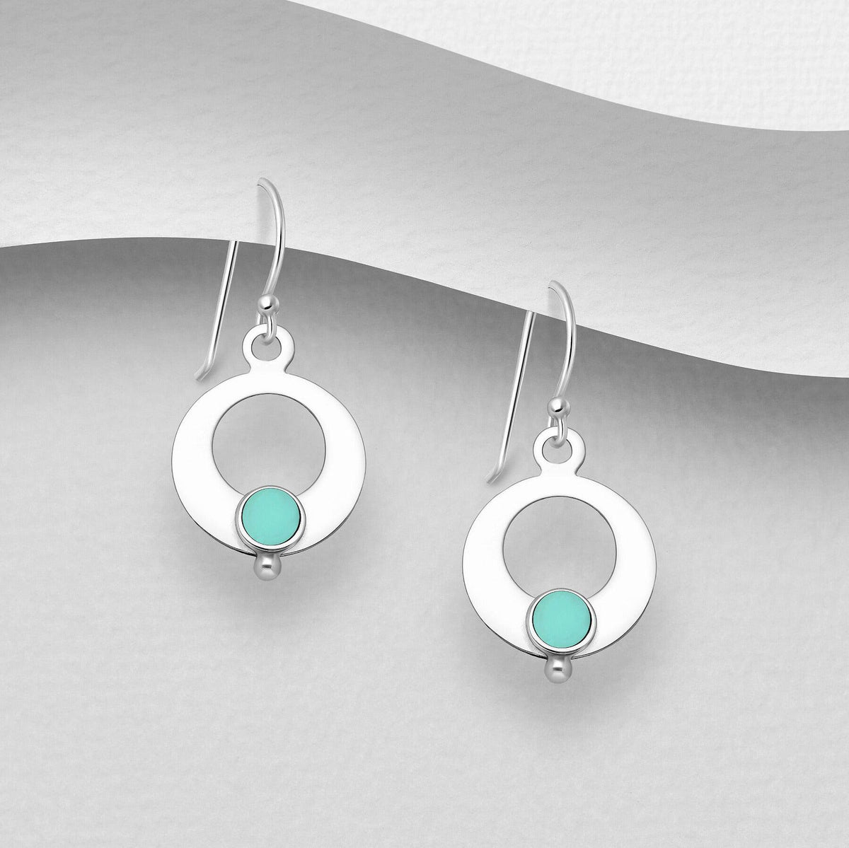 PREMIUM COLLECTION | Kajsa minimalist silver earrings (turquoise)