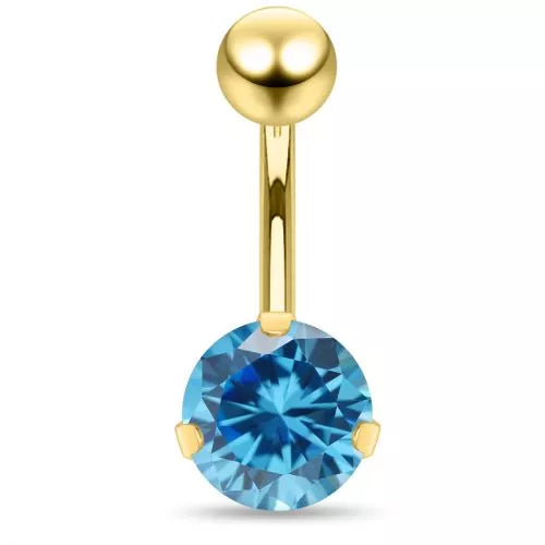 Belly button, Gold Summer Glow – round crystal (dark turquoise)