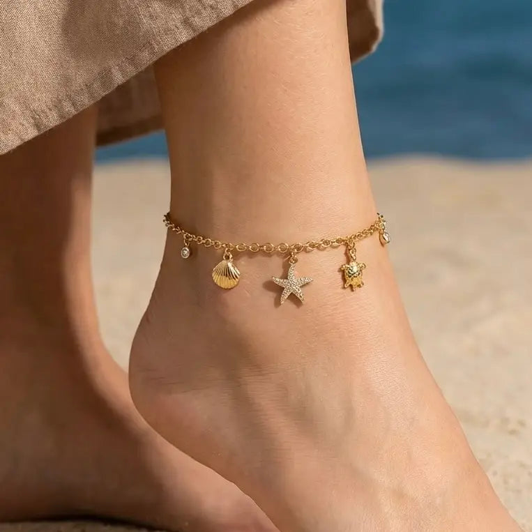 FRENCH RIVIERA | Sea Poem – anklet with shell and pearls
