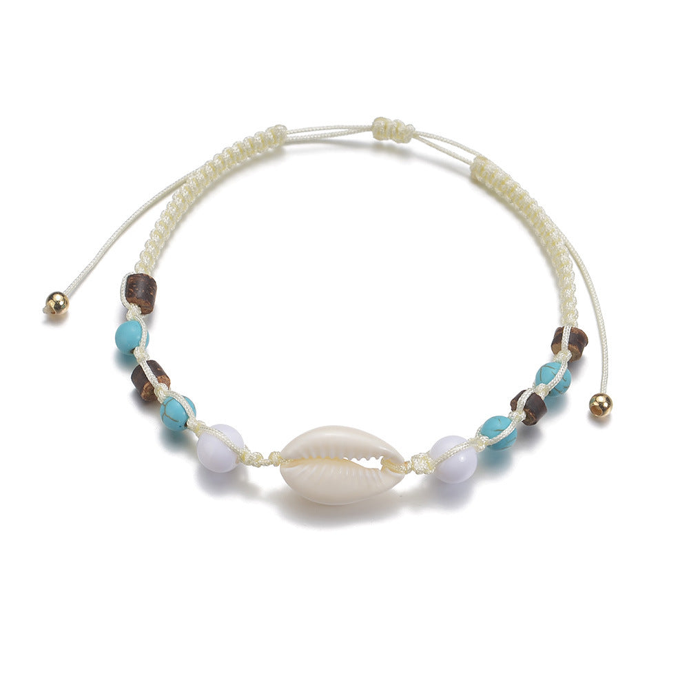 FRENCH RIVIERA | Seafoam Soul – bohemian anklet with seashell