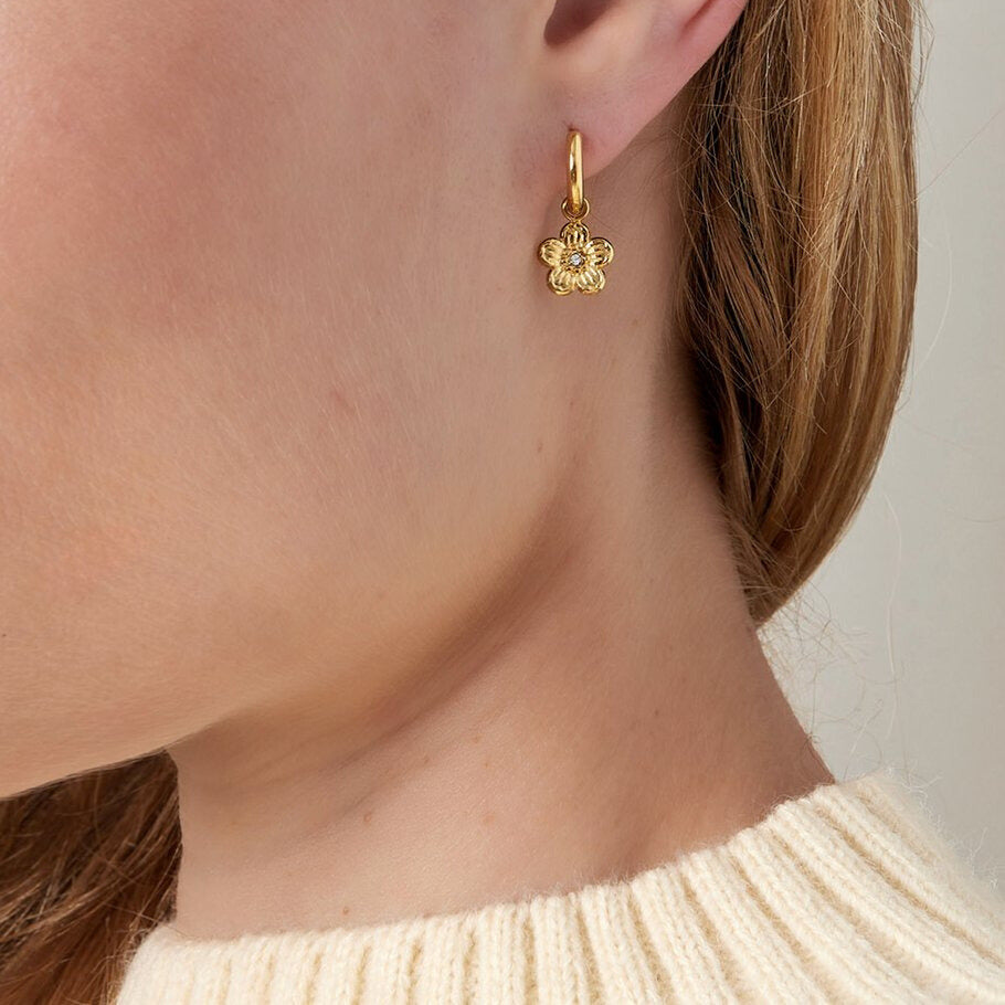 FRENCH RIVIERA | Bloom Hoops - surgical steel rings with flowers (gold)