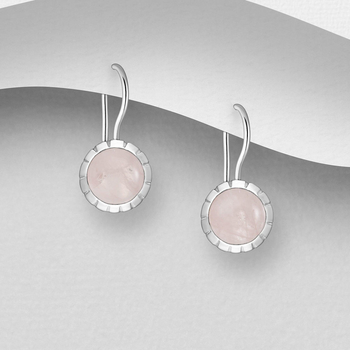 PREMIUM COLLECTION | Evelina -hopeakorvakorut ruusukvartsilla
